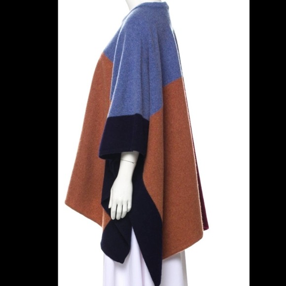 𝅺NWT Sandro Color Block Wool Nora Poncho - Picture 7 of 10